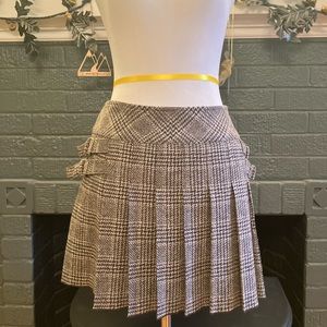 Juicy Couture brown wool plaid houndstooth mini skirt